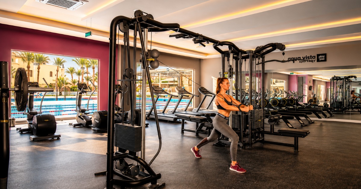 Aqua Vista gym — strength training area with cable machines