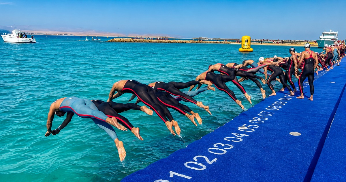 Aerial view of Soma Bay open water swimming venue